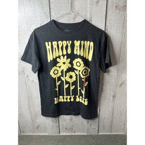 Happy Mind Happy Life Graphic Adult T Shirt Modernlux Size XS Heather Gray